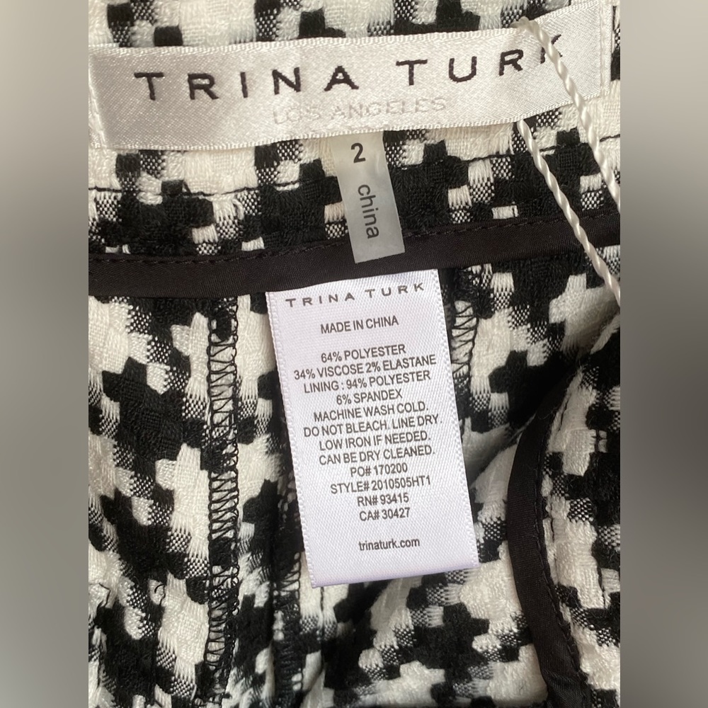 Trina Turk Willis 2 Houndstooth Wide-Leg Pants Size 2 - Picture 3 of 6